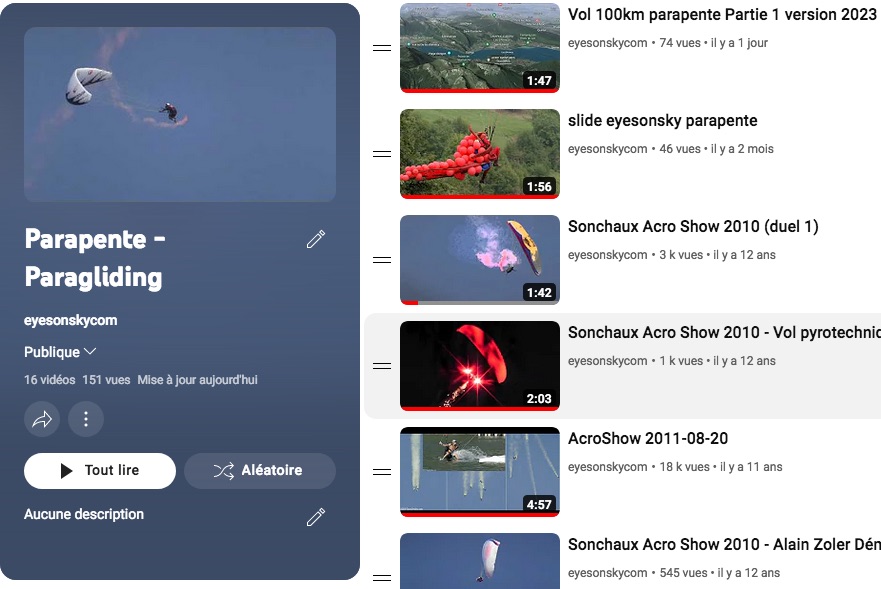 Toutes les vidéos parapente